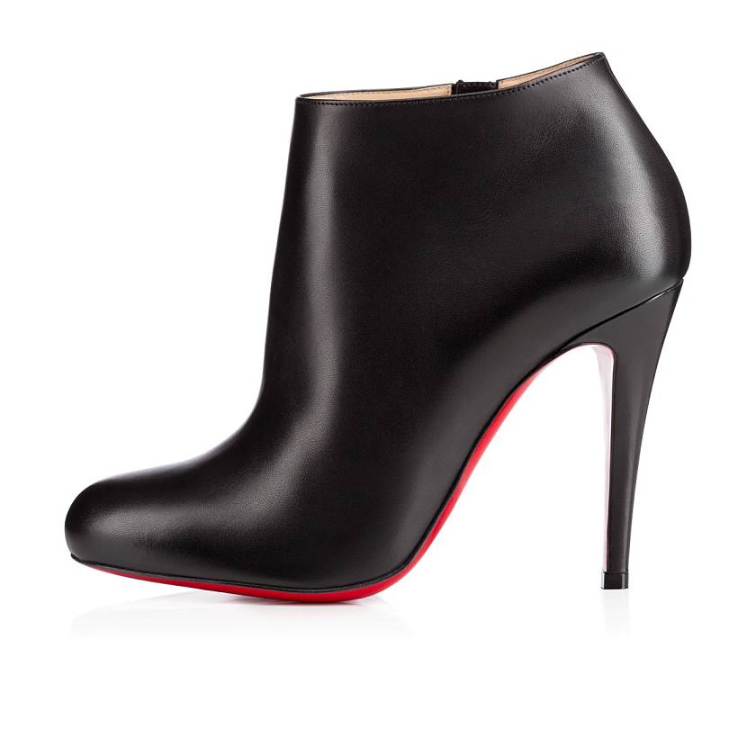 Women's Christian Louboutin Belle 100mm Leather Ankle Boots - Black [8637-012]